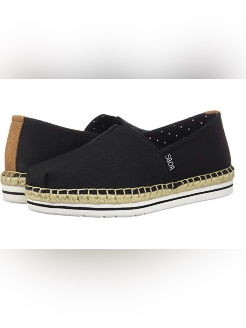 BOBS from Skechers Breeze New Discovery Black Canvas Espadrille Flats  Size 6.5